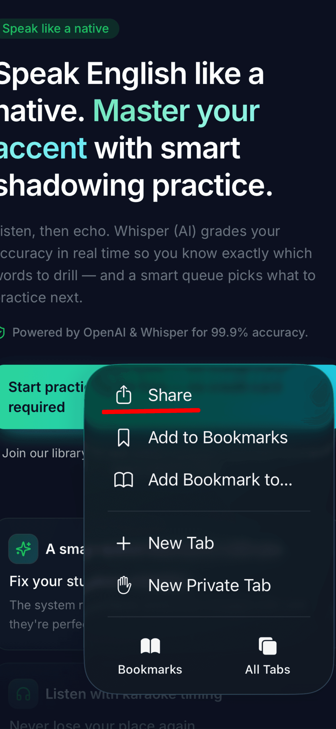 Open shadowin.vercel.app in Safari